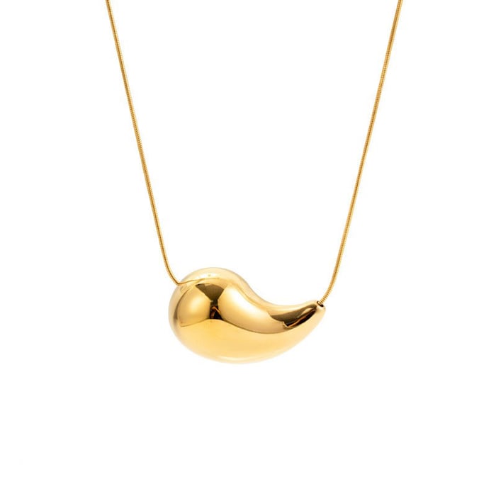 1 Piece Simple Classic Style Droplet Shape Stainless Steel  Gold Color Women's Pendant Necklaces 